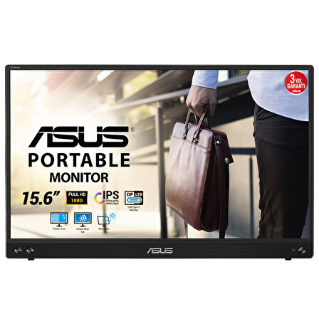 ASUS ZENSCREEN MB16ACV 15.6 IPS 1920x1080 5MS USB-C 3YIL MAT EKRAN, USB-C to A ADAPTOR, DUSUK MAVI ISIK, ANTIBAKTERİYAL KAPLAMA TASINABILIR USB MONITOR