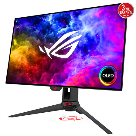 ASUS ROG SWİFT OLED  PG27AQDM 26,5 GAMING OLED EKRAN 2K FREESYNC VE G-SYNC UYUMLU 2560 X 1440 0.03MS 240HZ DP HDMI USB VESA 2YIL EYECARE YUKSEKLIK AYARI PIVOT HDR 99