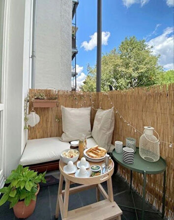 90 Cm X 3 Metre Kamış Hasır Balkon Çiti Gölgelik Bahçe Çiti Dekorasyon 