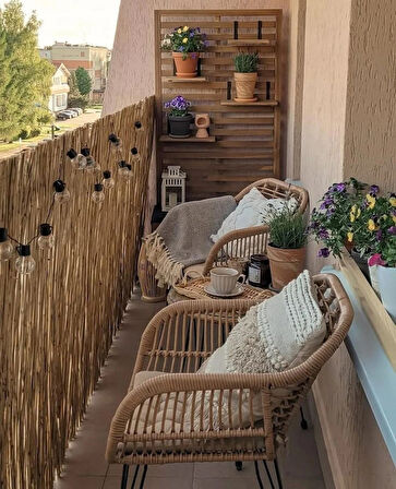 90 Cm X 3 Metre Kamış Hasır Balkon Çiti Gölgelik Bahçe Çiti Dekorasyon 