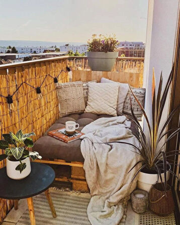 90 Cm X 3 Metre Kamış Hasır Balkon Çiti Gölgelik Bahçe Çiti Dekorasyon 