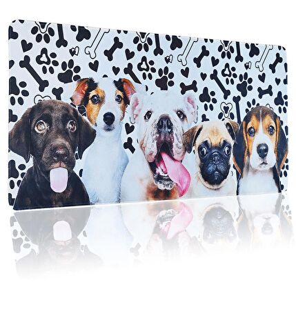 90x40cm Büyük Boy Kaymaz Kauçuk Taban Dikişli Kenar Gaming Oyuncu Mousepad XL Dogs