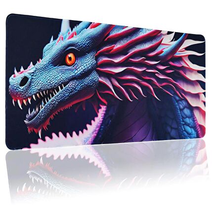 90x40cm Büyük Boy Kaymaz Kauçuk Taban Dikişli Kenar Gaming Oyuncu Mousepad XL Ejder