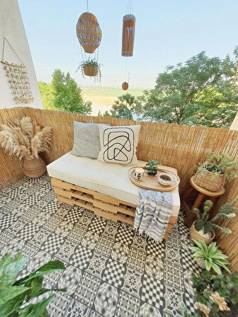 90 Cm X 6 Metre Kamış Hasır Balkon Çiti Gölgelik Bahçe Çiti Dekorasyon Hasır Çit 