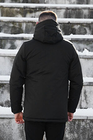 Spor Erkek Polarlı Kürklü Su Ve Rüzgar Geçirmez Kapüşonlu Mont Parka
