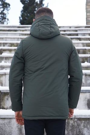 Spor Erkek Polarlı Kürklü Su Ve Rüzgar Geçirmez Kapüşonlu Mont Parka