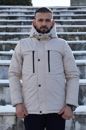Spor Erkek Polarlı Kürklü Su Ve Rüzgar Geçirmez Kapüşonlu Mont Parka