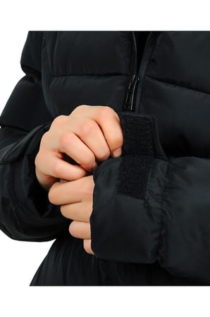 Spor Kadın Polarlı Kürklü Kapüşonlu Su Geçirmez Rüzgara Dayanıklı Şişme Mont Parka
