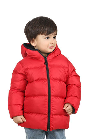 Spor Erkek Çocuk Polarlı Kapüşonlu Su Geçirmez Rüzgara Dayanıklı Şişme Mont