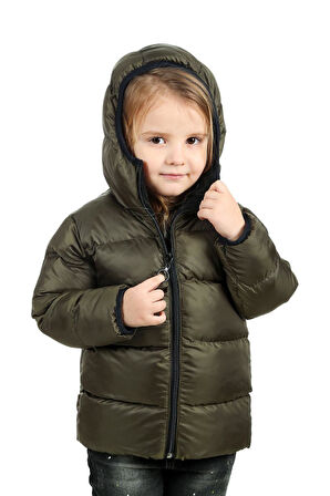 Spor Kız ÇocukPolarlı Kürklü Kapüşonlu Su Geçirmez Rüzgara Dayanıklı Şişme Mont