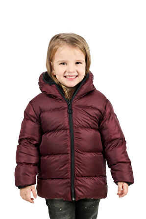 Spor Kız ÇocukPolarlı Kürklü Kapüşonlu Su Geçirmez Rüzgara Dayanıklı Şişme Mont