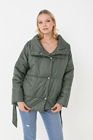 Spor Kadın Dolgulu Astarlı Su Geçirmez Rüzgara Dayanıklı Oversize Bomber Mont Parka