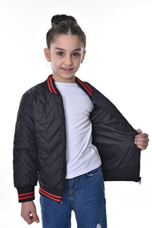 Spor Kız Çocuk Kolej Yaka Astarlı Su Ve Rüzgar Geçirmez Fermuarlı Mont Ceket