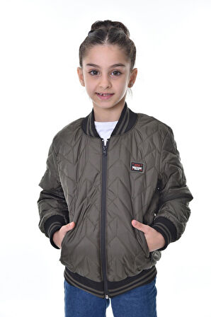 Spor Kız Çocuk Kolej Yaka Astarlı Su Ve Rüzgar Geçirmez Fermuarlı Mont Ceket