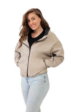 Spor Kadın Su Yeşili Kapüşonlu Su Ve Rüzgar Geçirmez Oversize Yağmurluk - Rüzgarlık