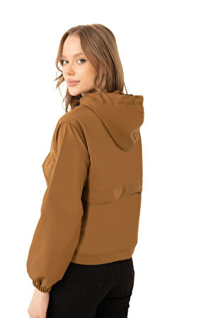 Spor Kadın Pudra Su Geçirmez Ve Rüzgara Dayanıklı Kapüşonlu Çıt Çıtlı Mevsimlik Yağmurluk