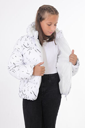 Spor Kız Çocuk Çıkabilir Kapüşonlu Su Ve Rüzgar Geçirmez Şişme Mont Parka