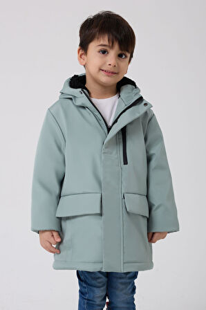 Spor Erkek Çocuk Taba Kürklü Su Ve Rüzgar Geçirmez Kapüşonlu 3 Mont Parka