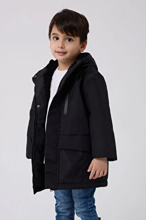 Spor Erkek Çocuk Taba Kürklü Su Ve Rüzgar Geçirmez Kapüşonlu 3 Mont Parka