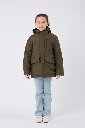 Spor Kız Çocuk Taba Kürklü Su Ve Rüzgar Geçirmez Kapüşonlu 3 Mont Parka