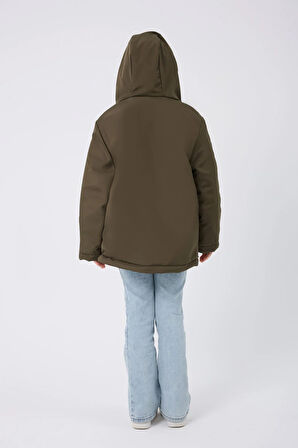 Spor Kız Çocuk Taba Kürklü Su Ve Rüzgar Geçirmez Kapüşonlu 3 Mont Parka