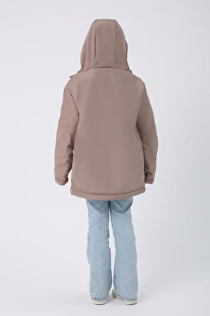 Spor Kız Çocuk Taba Kürklü Su Ve Rüzgar Geçirmez Kapüşonlu 3 Mont Parka