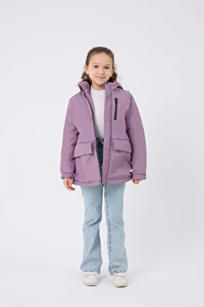 Spor Kız Çocuk Taba Kürklü Su Ve Rüzgar Geçirmez Kapüşonlu 3 Mont Parka