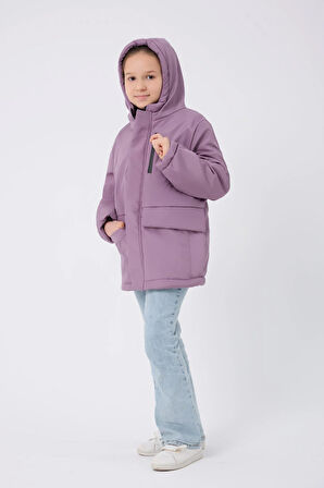 Spor Kız Çocuk Taba Kürklü Su Ve Rüzgar Geçirmez Kapüşonlu 3 Mont Parka