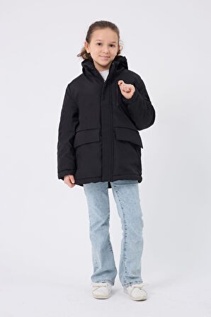 Spor Kız Çocuk Taba Kürklü Su Ve Rüzgar Geçirmez Kapüşonlu 3 Mont Parka