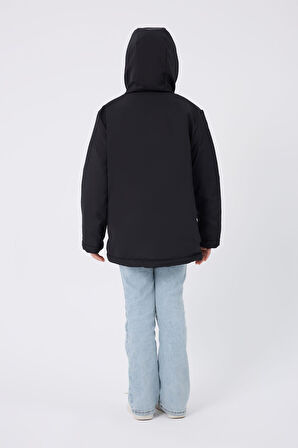 Spor Kız Çocuk Taba Kürklü Su Ve Rüzgar Geçirmez Kapüşonlu 3 Mont Parka