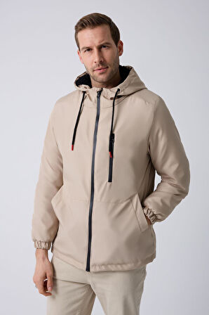 Spor Erkek Taba Kürklü Su Ve Rüzgar Geçirmez Kapüşonlu Mont Parka