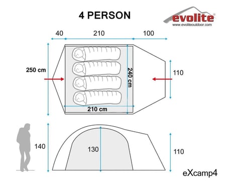 Evolite Excamp 4 Pro Çadır - Sun Fresh UPF80 / 4 Mevsim