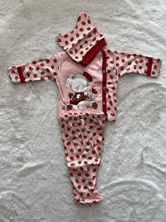 Çilek Üçlü Zıbın Takımı