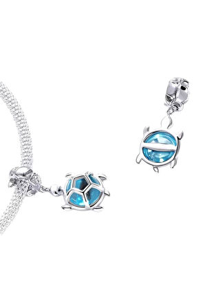 Mavi Su Kaplumbağası Charm | 925 Ayar Gümüş