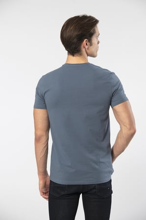 Cacharel Erkek V Yaka Likrali T-shirt 1332/MAVİ1
