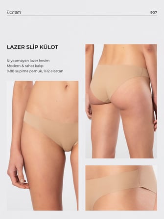 Türen Kadin Lazer Kesim Pamuklu Bikini Külot 907/Vizon