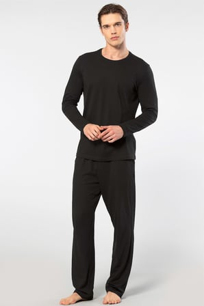 Cacharel Erkek Bisiklet Yaka Uzun Kollu Modal Pijama Takimi 2244/Siyah