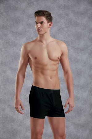 Doreanse Siyah Erkek Pamuk Düğmeli Normal Paça Boxer 1511