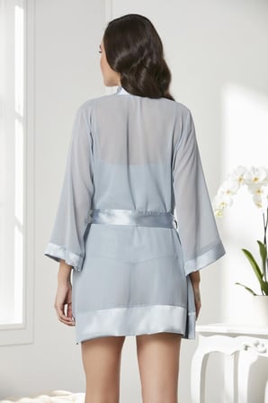 Pierre Cardin Mist 3'lü Saten Dantelli Şort Ve Şifon Dantelli Sabahlık Takımı 2475