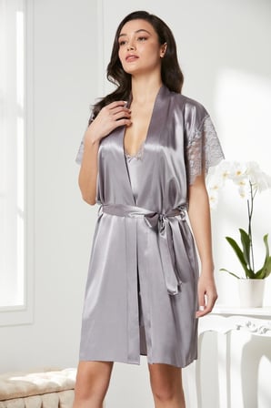 Pierre Cardin Royal Saten Dantelli Gecelik Sabahlık Takım 4438