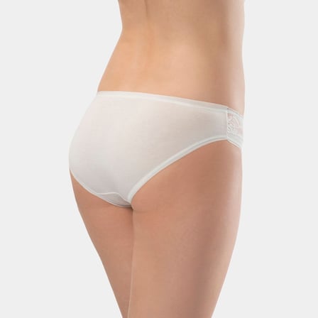 Türen Kadin Beli Dantelli Likrali 2'li Pamuklu Bikini Külot 262/Krem