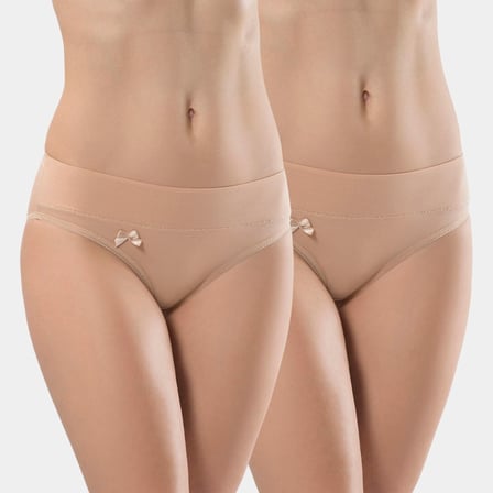 Türen Kadin Beli Lastikli Likrali 2'li Pamuklu Bikini Külot 955/Ten