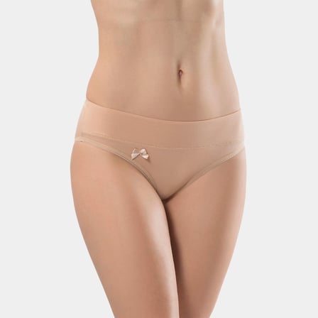 Türen Kadin Beli Lastikli Likrali 2'li Pamuklu Bikini Külot 955/Ten