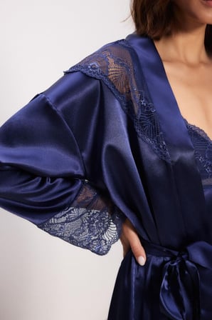 Pierre Cardin Laci Saten Dantelli Kadın Gecelik Sabahlık Takımı 4510