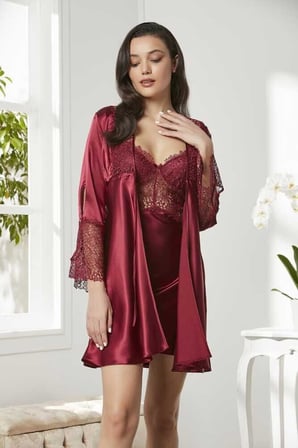Pierre Cardin 6'lı Kaplı Midi Gecelik Sabahlık Set 6625