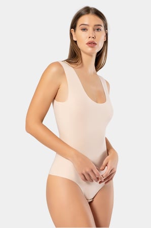 Türen Kadin Lazer Kesim Pamuklu Çitçitli Body 905/Ten