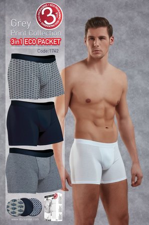 Doreanse Erkek Pamuklu Çok Renkli 3'lü Boxer 1742