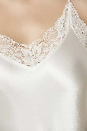 Pierre Cardin Saten Dantelli Gecelik 870 Beyaz