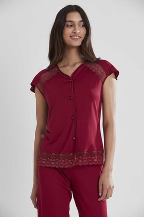 Pierre Cardin 6'lı Penye Modal Gecelik Sabahlık Çeyiz Seti 5025 Bordo