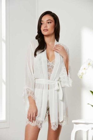 Pierre Cardin 4lü Gecelik Sabahlık Şort Çeyiz Set 7005 Ekru